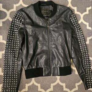 Frech Connection leather studded bomber jacket size 4